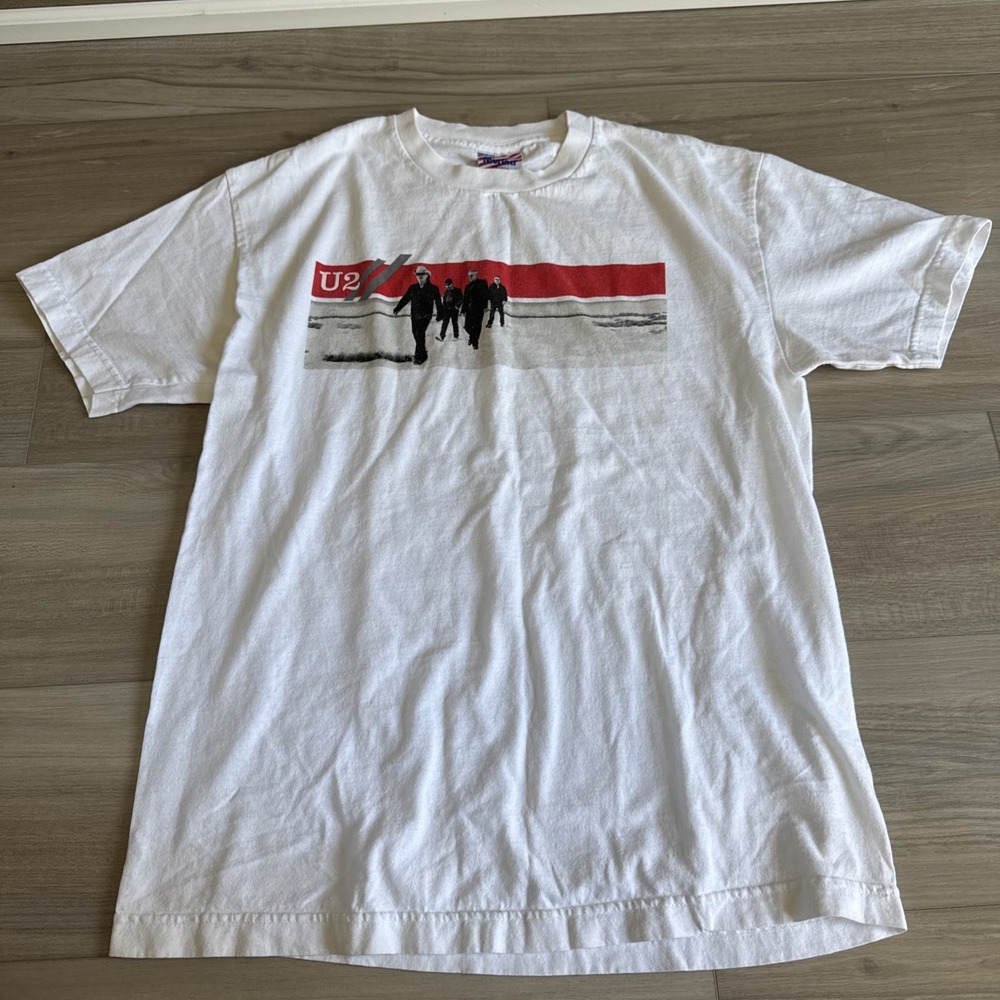 Vintage Murina U2 Vertigo Tour Double Sided T Shirt Band‎ Tee White Size Large